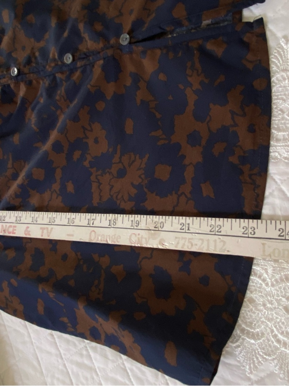 Time and Tru Navy and Brown Floral Boho Cottagecore Button-Down Blouse Size M - Picture 14 of 15